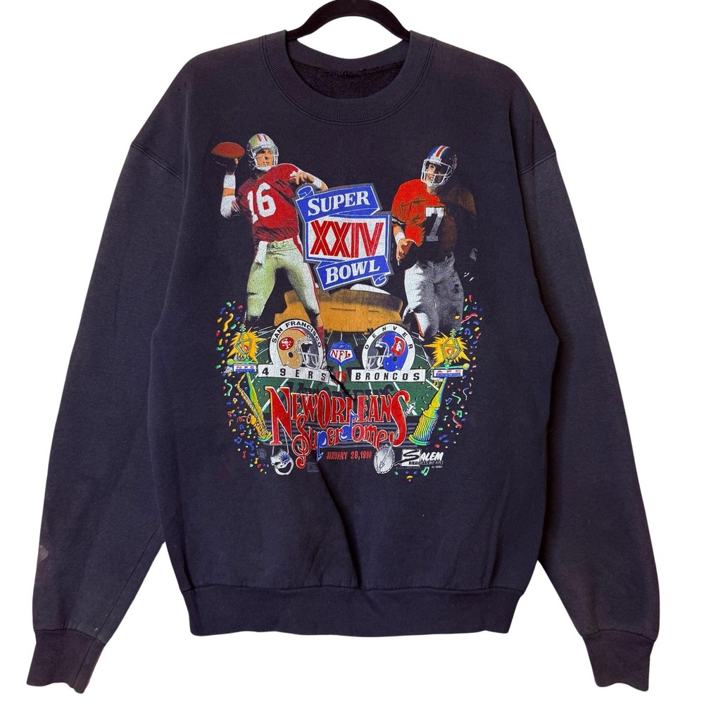 Vintage Salem Sportswear Super Bowl XXIV 49ers vs Broncos 90s NFL XL New Orleans